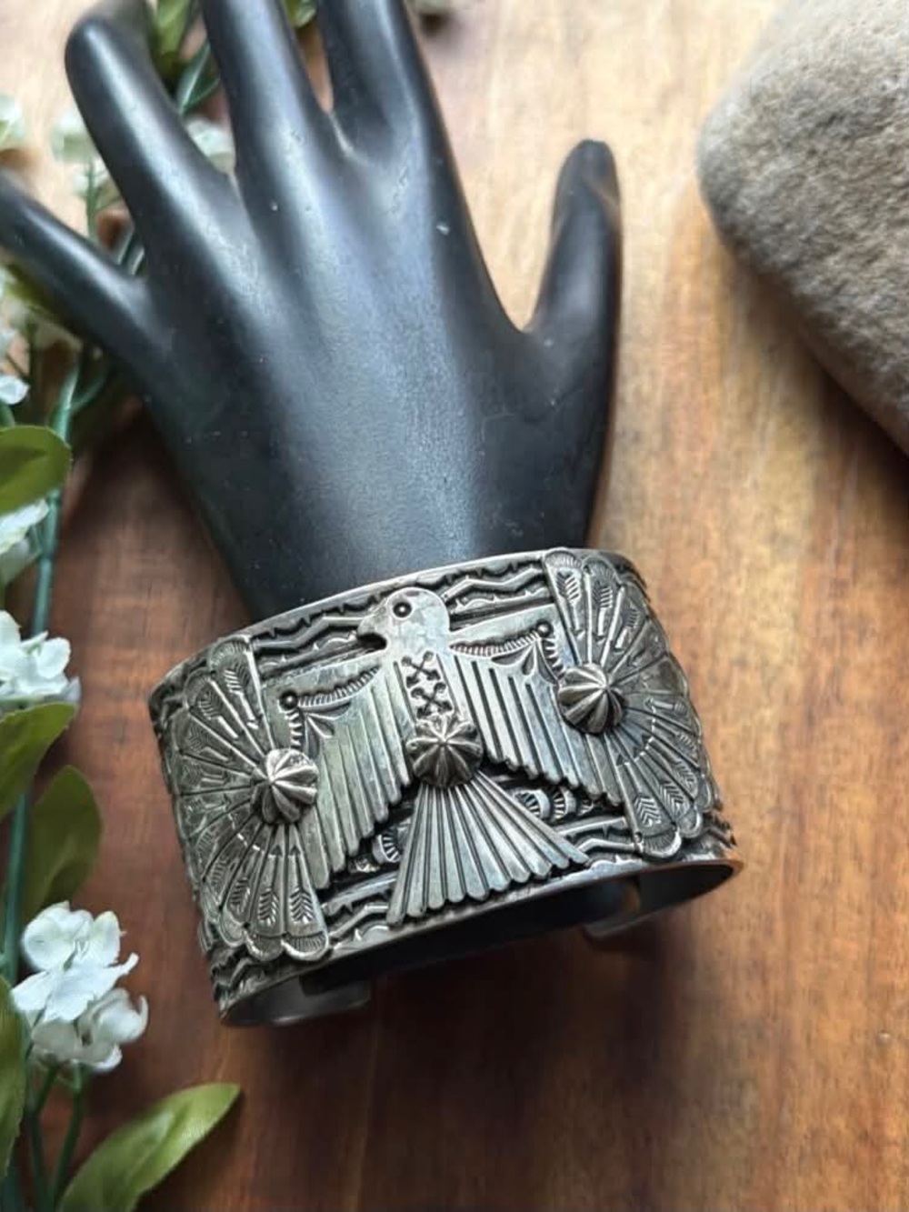 Sunshine Reeves Sterling Silver Thunderbird Cuff Bracelet Navajo Gift - Picture 10 of 12